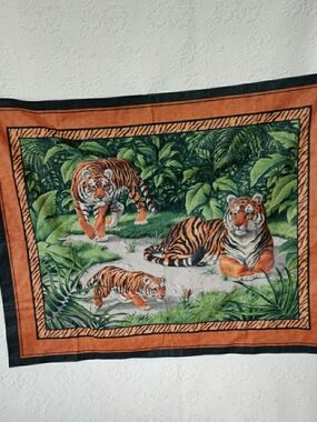 Cranston Print Works Co. Tiger Print Mural Fabric 41” X 32-1/2” Finished Edges